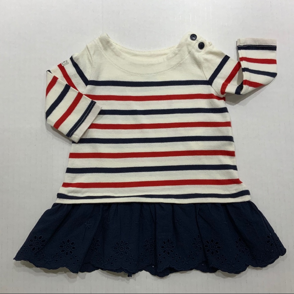 Ralph Lauren Striped Peplum Hem Baby Dress Size 3M